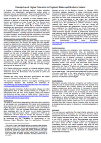 Description of higher education qualification levels in England, Wales and Northern Ireland